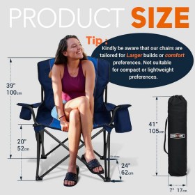 Overmont Oversized Folding Camping Chair Blue 03